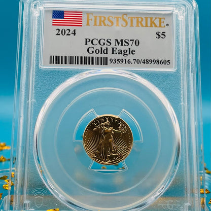 2024 $5 American Gold Eagle PCGS MS70 First Strike Flag Label (Rare 1 of 1,232)