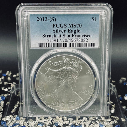 2013 (S) $1 American Silver Eagle PCGS MS70 Business Strike Blue Label (1 of 30,595)