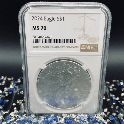 2024 $1 American Silver Eagle NGC MS70 Business Strike Brown Label