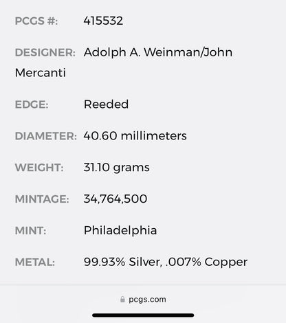 2010 Philadelphia $1 American Silver Eagle PCGS MS70 Business Strike Blue Label