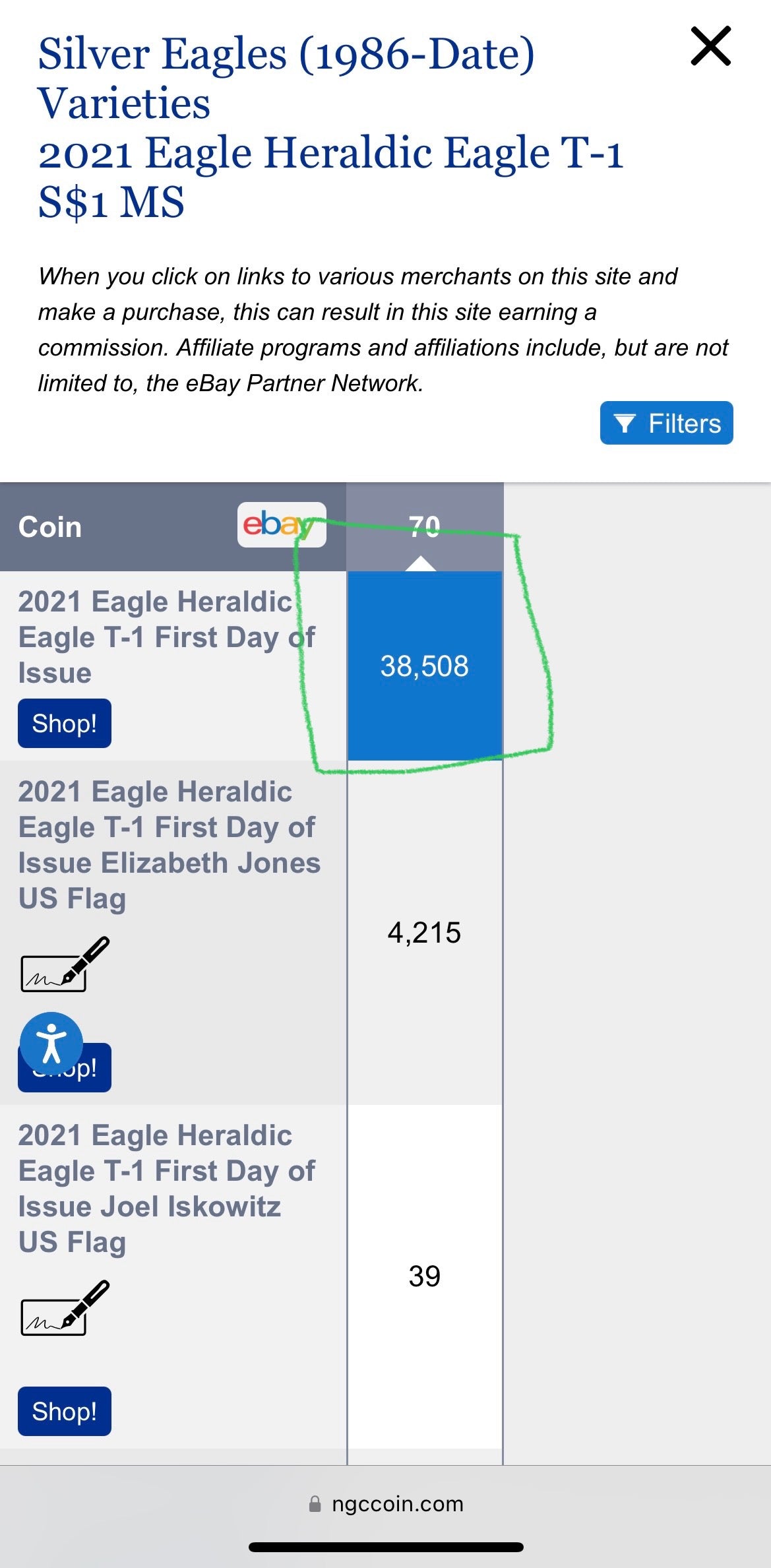 2021 $1 American Silver Eagle NGC MS70 Type 1 First Day of Issue Eagle Label Mint Condition (1 of 38,508)