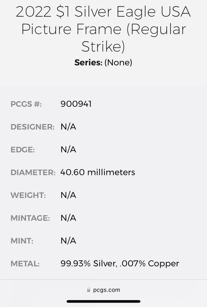 2022 $1 American Silver Eagle PCGS MS70 American Flag Holder (Rare 1 of 1,234)