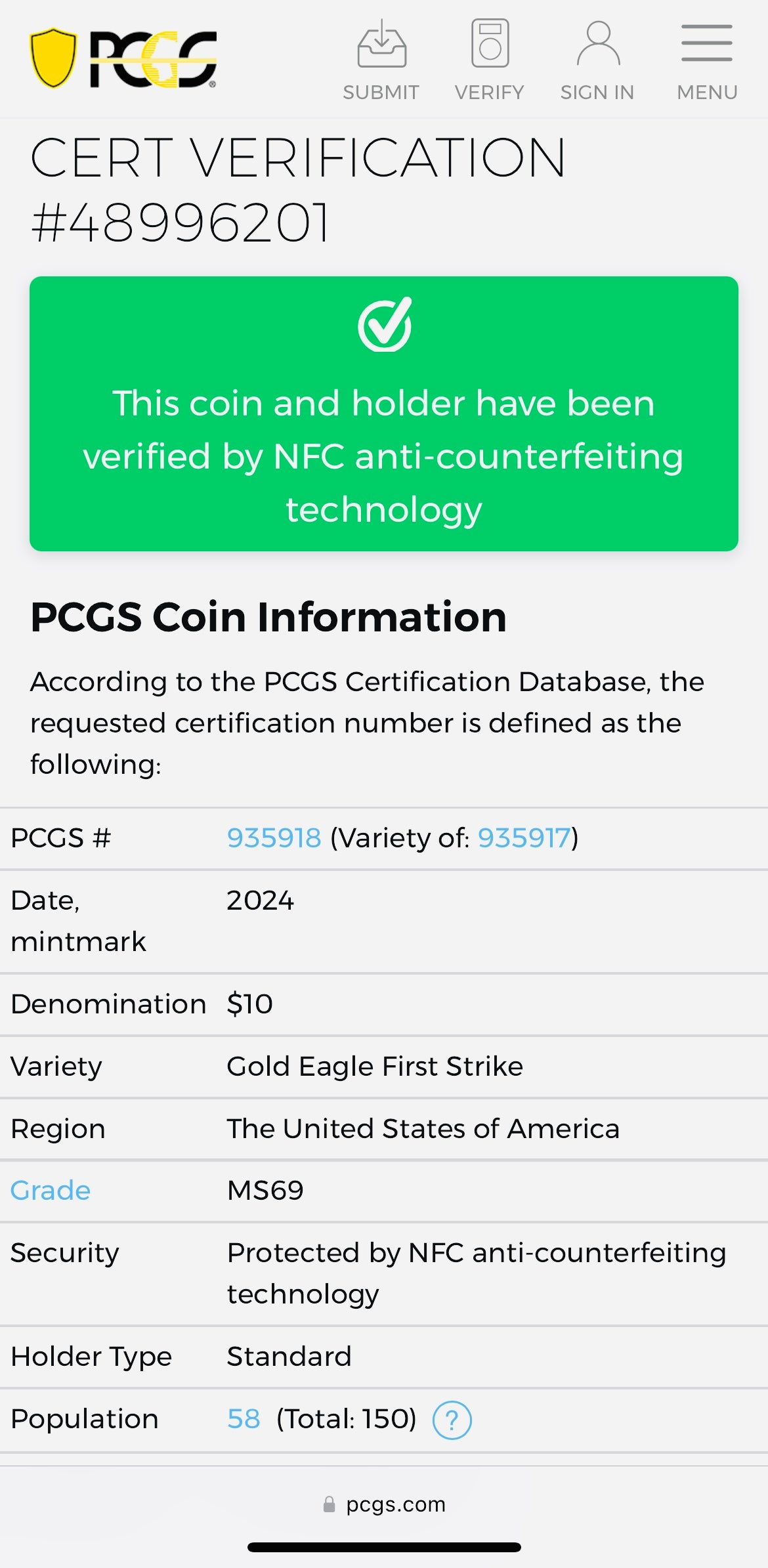 2024 $10 American Gold Eagle PCGS MS69 First Strike Flag Label (Rare 1 of 58)