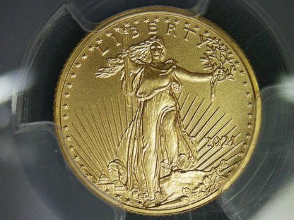 2021 $5 American Gold Eagle (2 Coin Set) PCGS MS70 First Strike Flag Type 1 and Type 2