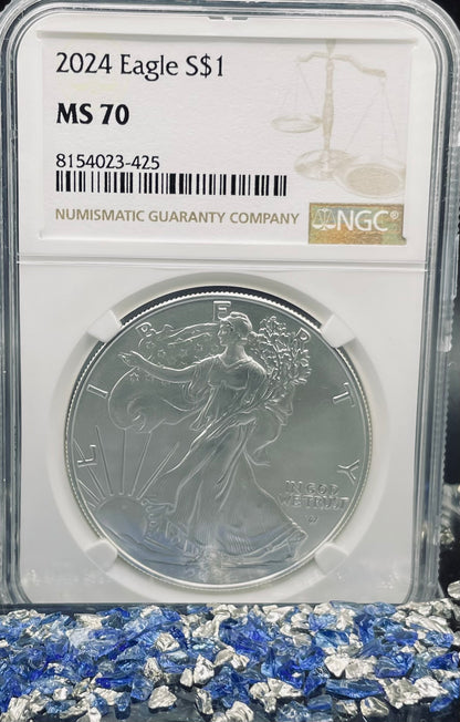2024 $1 American Silver Eagle NGC MS70 Business Strike Brown Label