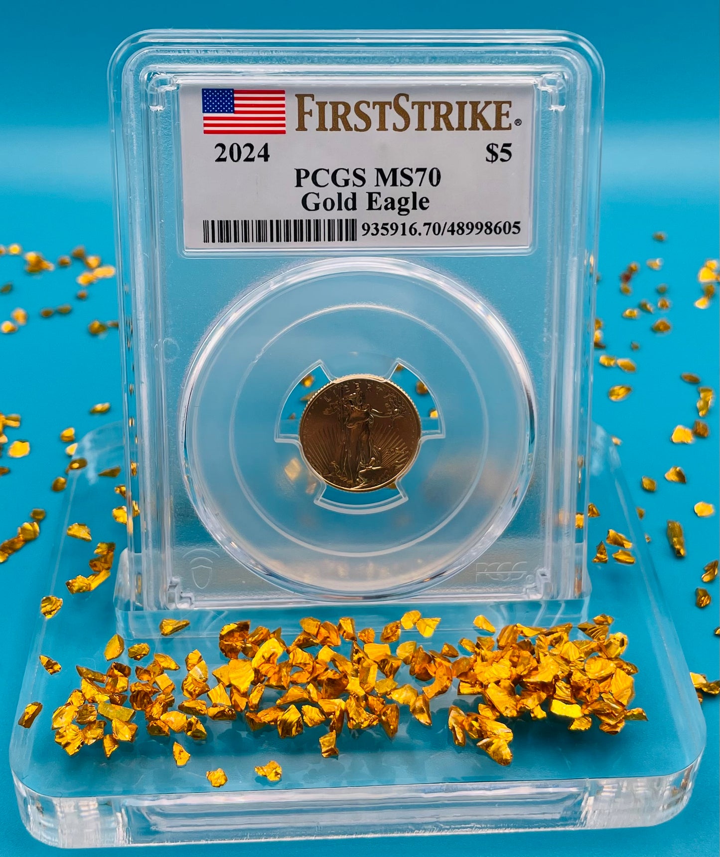 2024 $5 American Gold Eagle PCGS MS70 First Strike Flag Label (Rare 1 of 1,232)