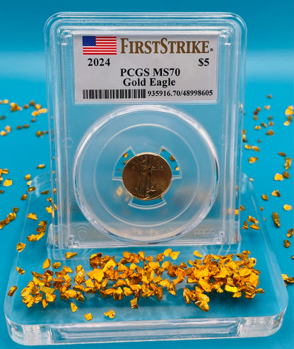 2024 $5 American Gold Eagle PCGS MS70 First Strike Flag Label (Rare 1 of 1,232)