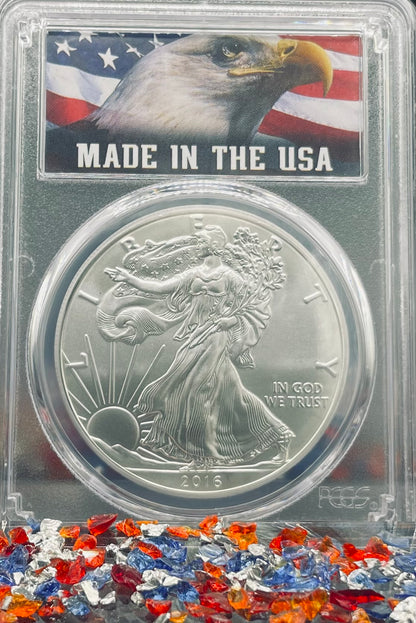 2023 $1 American Silver Eagle PCGS MS70 First Strike Eagle Flag Label