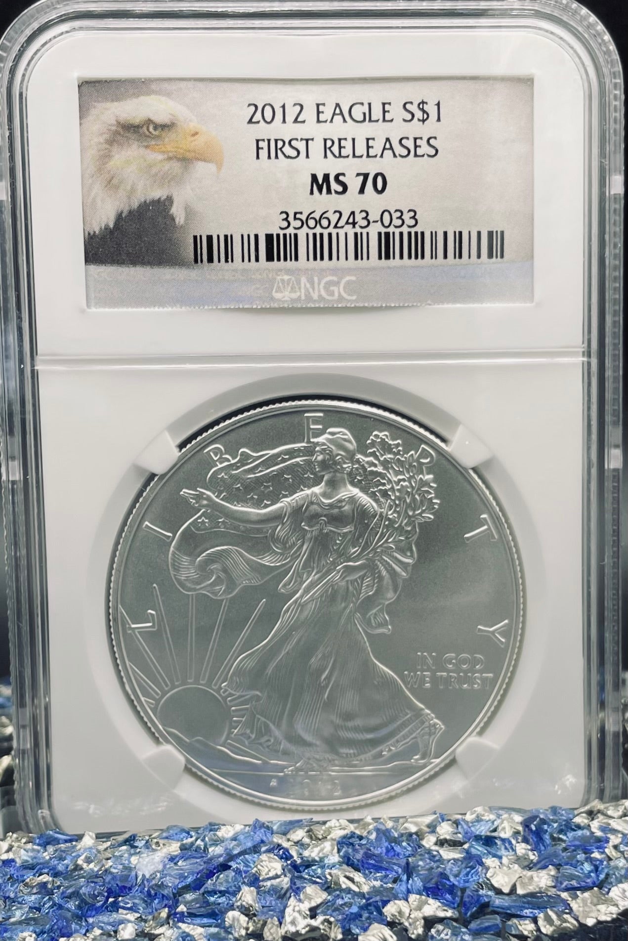 2012 $1 American Silver Eagle NGC MS70 First Releases American Eagle Label (1 of 39,967)