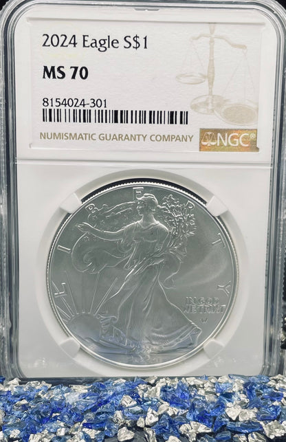 2024 $1 American Silver Eagle NGC MS70 Business Strike Brown Label