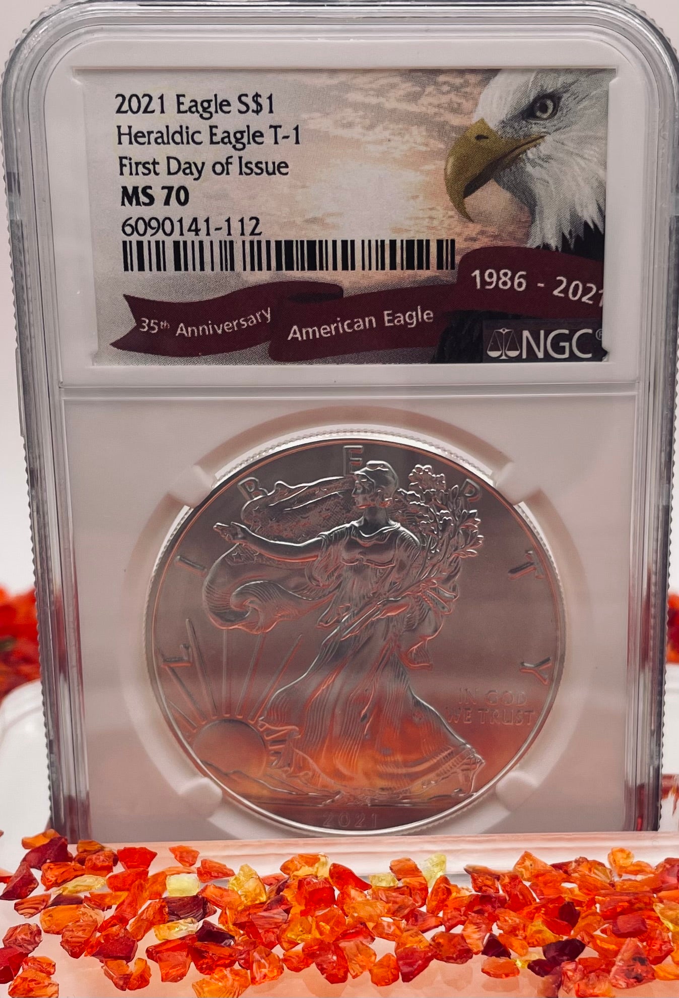 2021 $1 American Silver Eagle NGC MS70 Type 1 First Day of Issue Eagle Label Mint Condition (1 of 38,508)