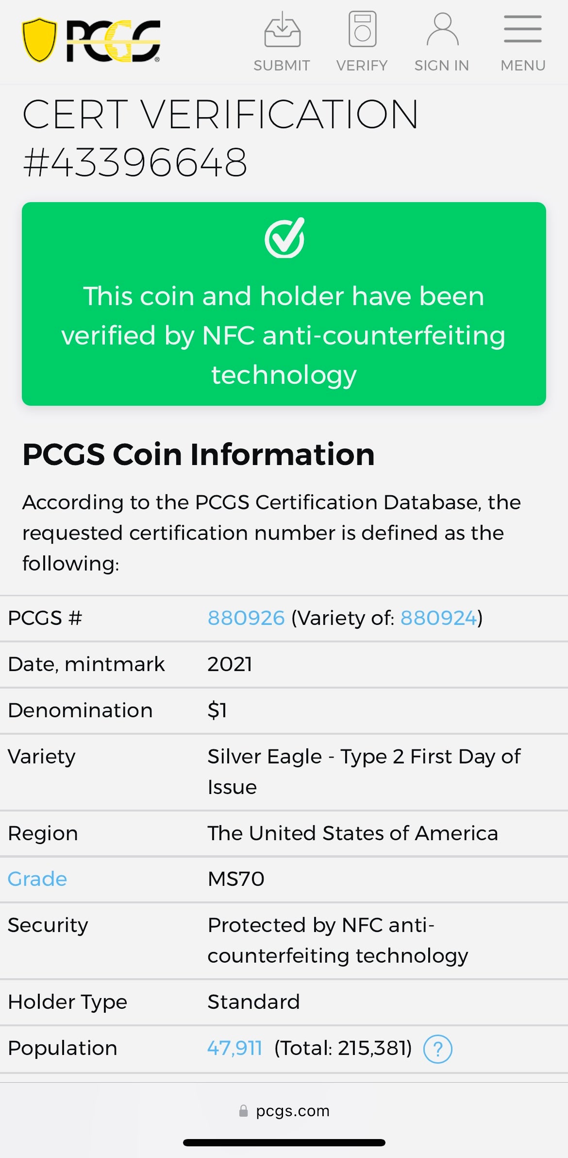 2021 $1 American Silver Eagle (2 Coin Set) PCGS MS70 First Day of Issue Type 1 & Type 2