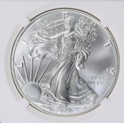 2021 $1 American Silver Eagle NGC MS70 Type 1 First Day of Issue Eagle Label Mint Condition (1 of 38,508)