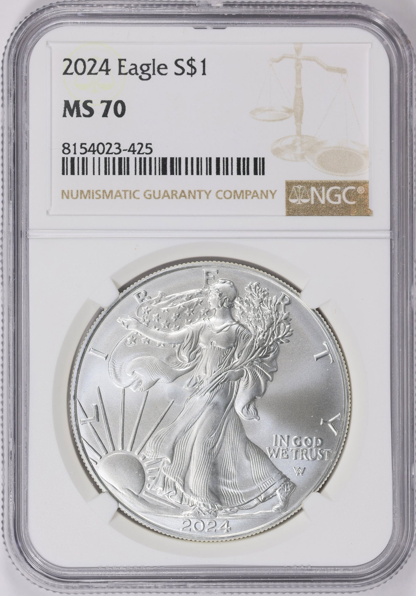 2024 $1 American Silver Eagle NGC MS70 Business Strike Brown Label