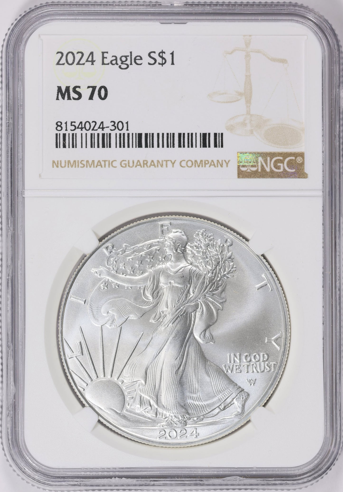 2024 $1 American Silver Eagle NGC MS70 Business Strike Brown Label
