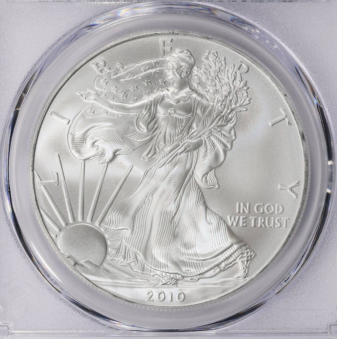 2010 Philadelphia $1 American Silver Eagle PCGS MS70 Business Strike Blue Label