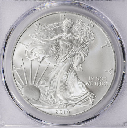 2010 Philadelphia $1 American Silver Eagle PCGS MS70 Business Strike Blue Label