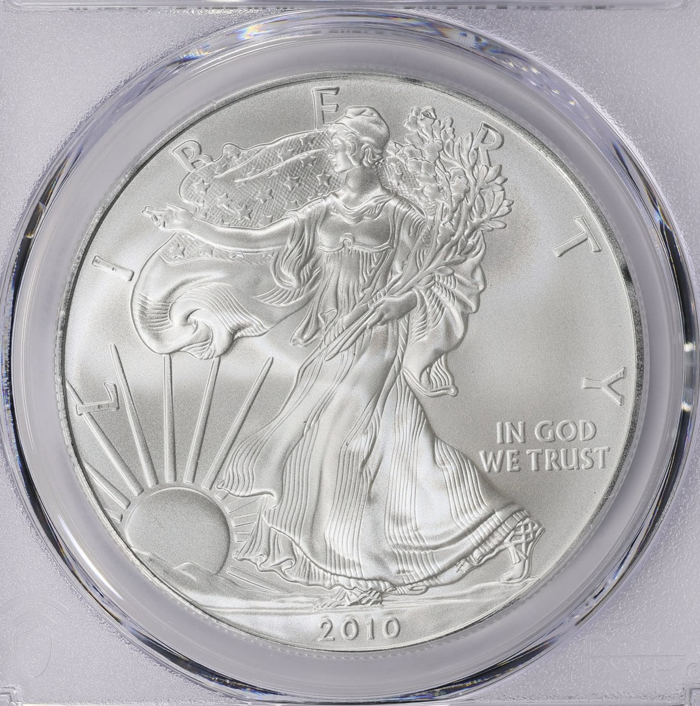 2010 Philadelphia $1 American Silver Eagle PCGS MS70 Business Strike Blue Label