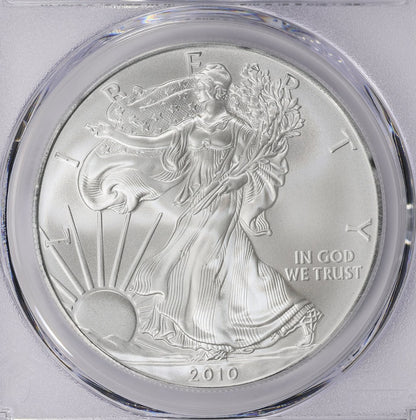 2010 Philadelphia $1 American Silver Eagle PCGS MS70 Business Strike Blue Label