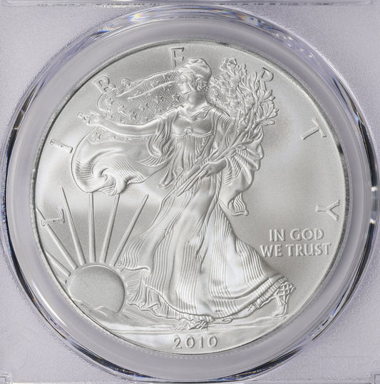 2010 Philadelphia $1 American Silver Eagle PCGS MS70 Business Strike Blue Label