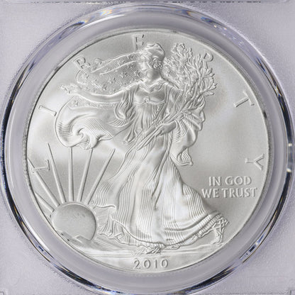 2010 Philadelphia $1 American Silver Eagle PCGS MS70 Business Strike Blue Label