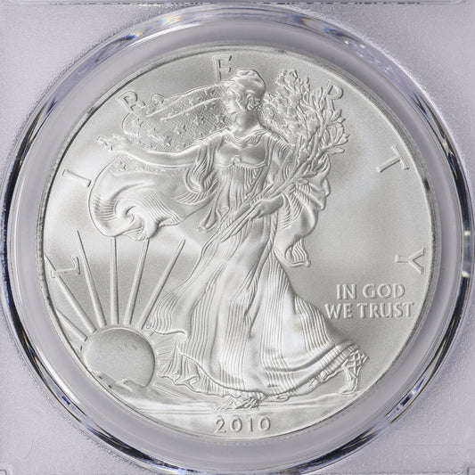 2010 Philadelphia $1 American Silver Eagle PCGS MS70 Business Strike Blue Label