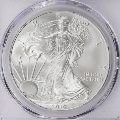 2010 Philadelphia $1 American Silver Eagle PCGS MS70 Business Strike Blue Label