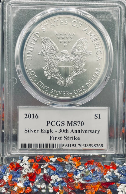 2023 $1 American Silver Eagle PCGS MS70 First Strike Eagle Flag Label
