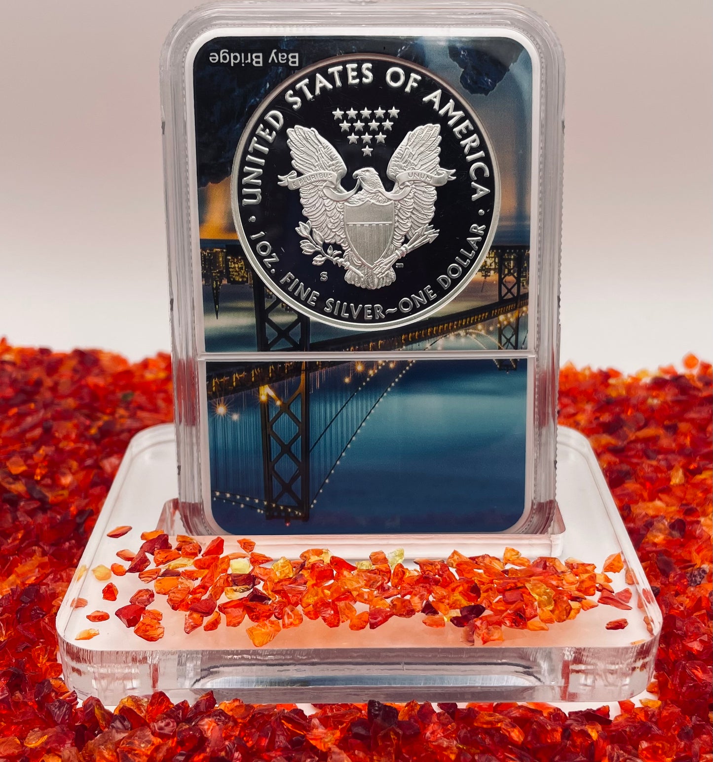 Proof 2018 (S) $1 American Silver Eagle NGC PF70 Golden Gate Bridge Holder (1 of 6,595)