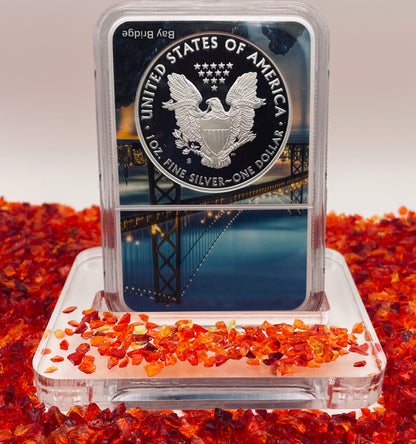 Proof 2018 (S) $1 American Silver Eagle NGC PF70 Golden Gate Bridge Holder (1 of 6,595)