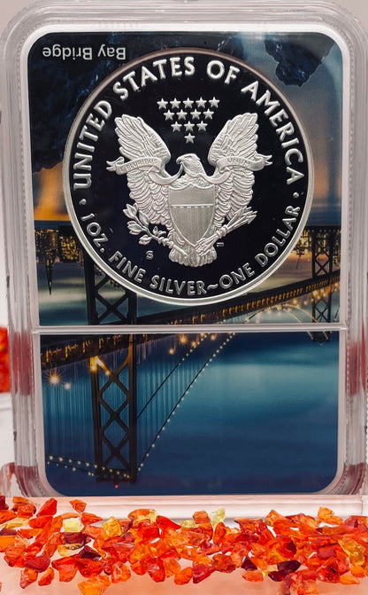 Proof 2018 (S) $1 American Silver Eagle NGC PF70 Golden Gate Bridge Holder (1 of 6,595)
