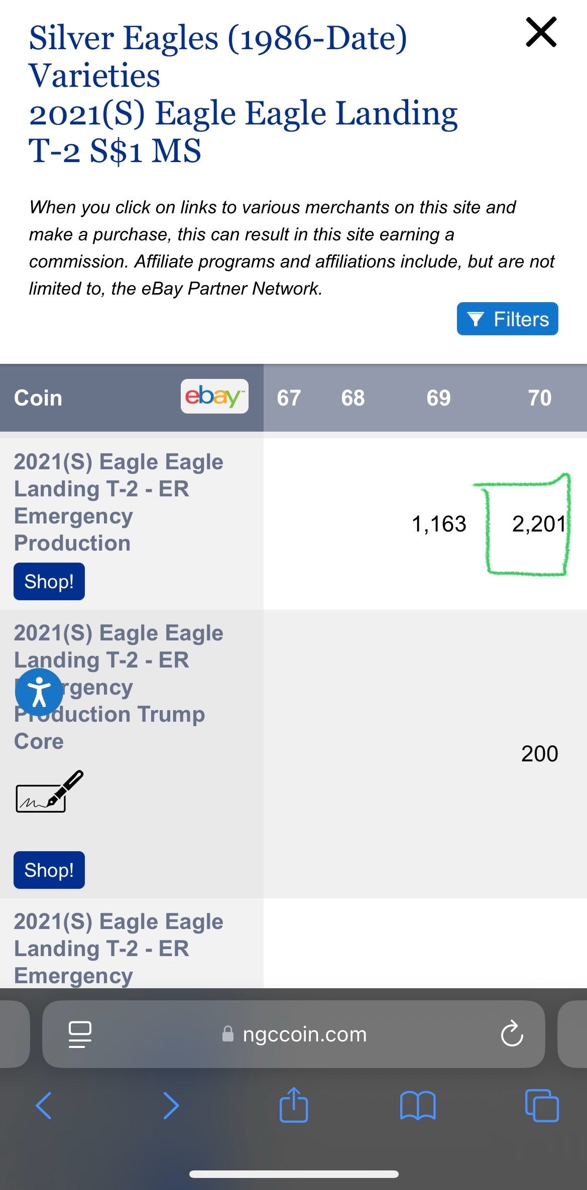 2021 (S) $1 American Silver Eagle NGC MS70 ER Emergency Issue Blue Label Mint Condition (Rare 1 of 2,201)