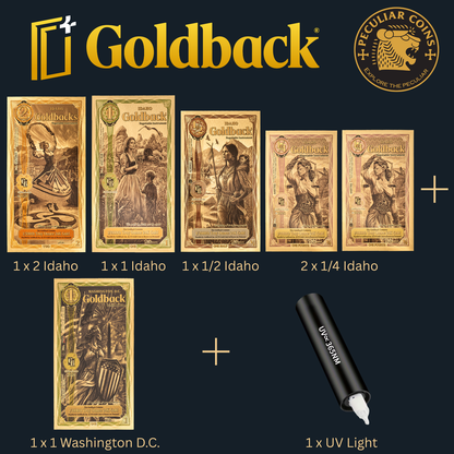 1/200 OZT 24K WASHINGTON DC, IDAHO AURUM NOTES ALPHA + SLEEVE + UV LIGHT