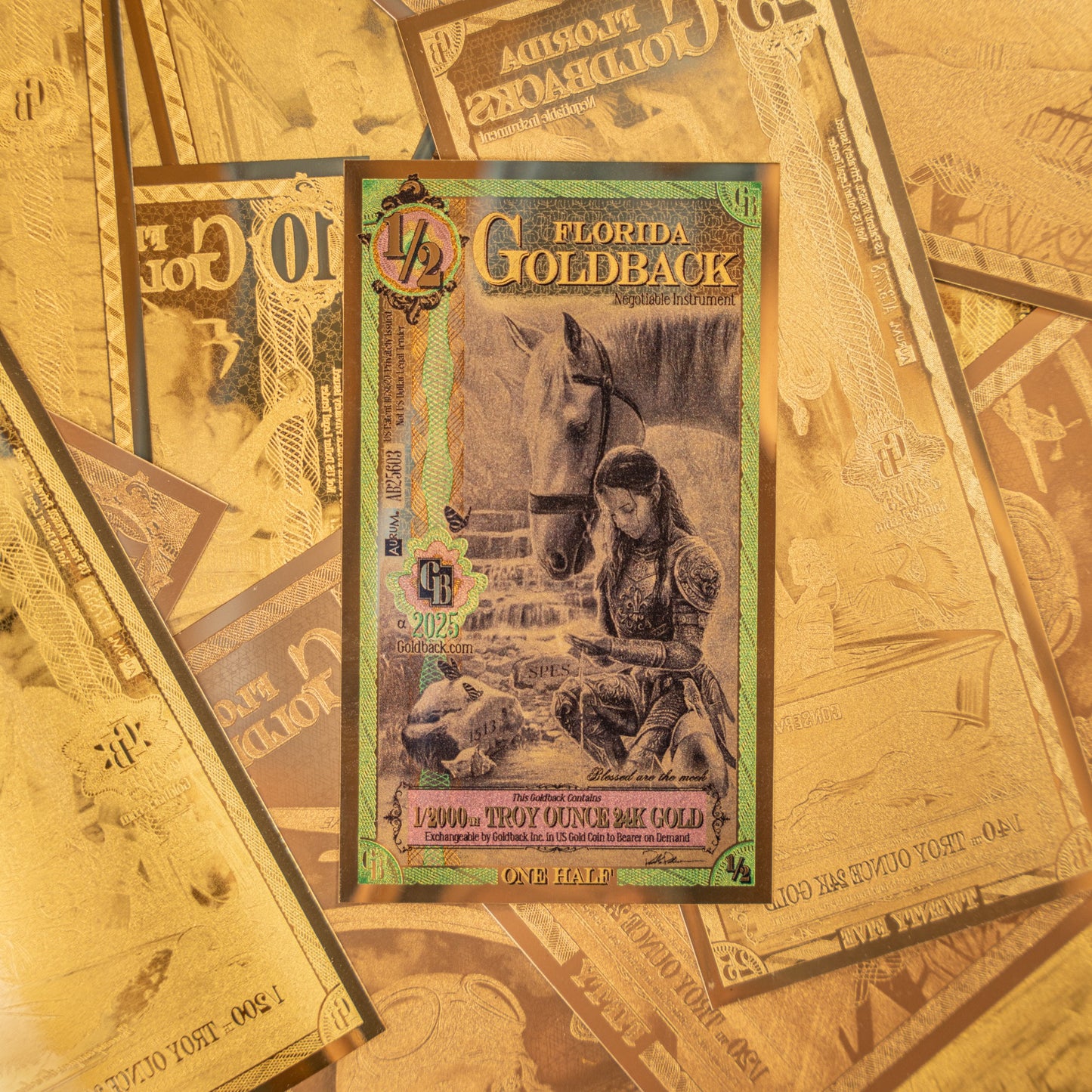1/285 OZT 24K WASHINGTON DC, ARIZONA, FLORIDA, OKLAHOMA, IDAHO AURUM NOTES ALPHA + SLEEVE + UV LIGHT