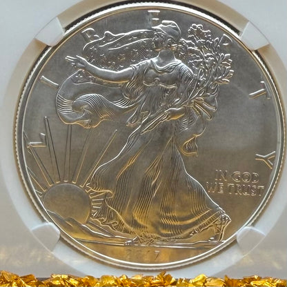 2017 $1 American Silver Eagle NGC MS70 FDOI Kenneth Bressett Signed Red Gold Label Mint Condition (1 of 251)