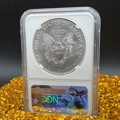 2017 $1 American Silver Eagle NGC MS70 FDOI Kenneth Bressett Signed Red Gold Label Mint Condition (1 of 251)