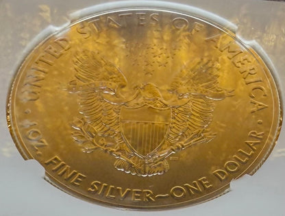 2017 $1 American Silver Eagle NGC MS70 FDOI Kenneth Bressett Signed Red Gold Label Mint Condition (1 of 251)