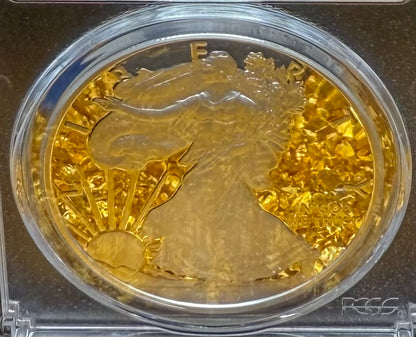Proof 2019 (W) $1 American Silver Eagle PCGS PR70DCAM FDOI Congratulations Set Gold Foil Label (1 of 1,082)