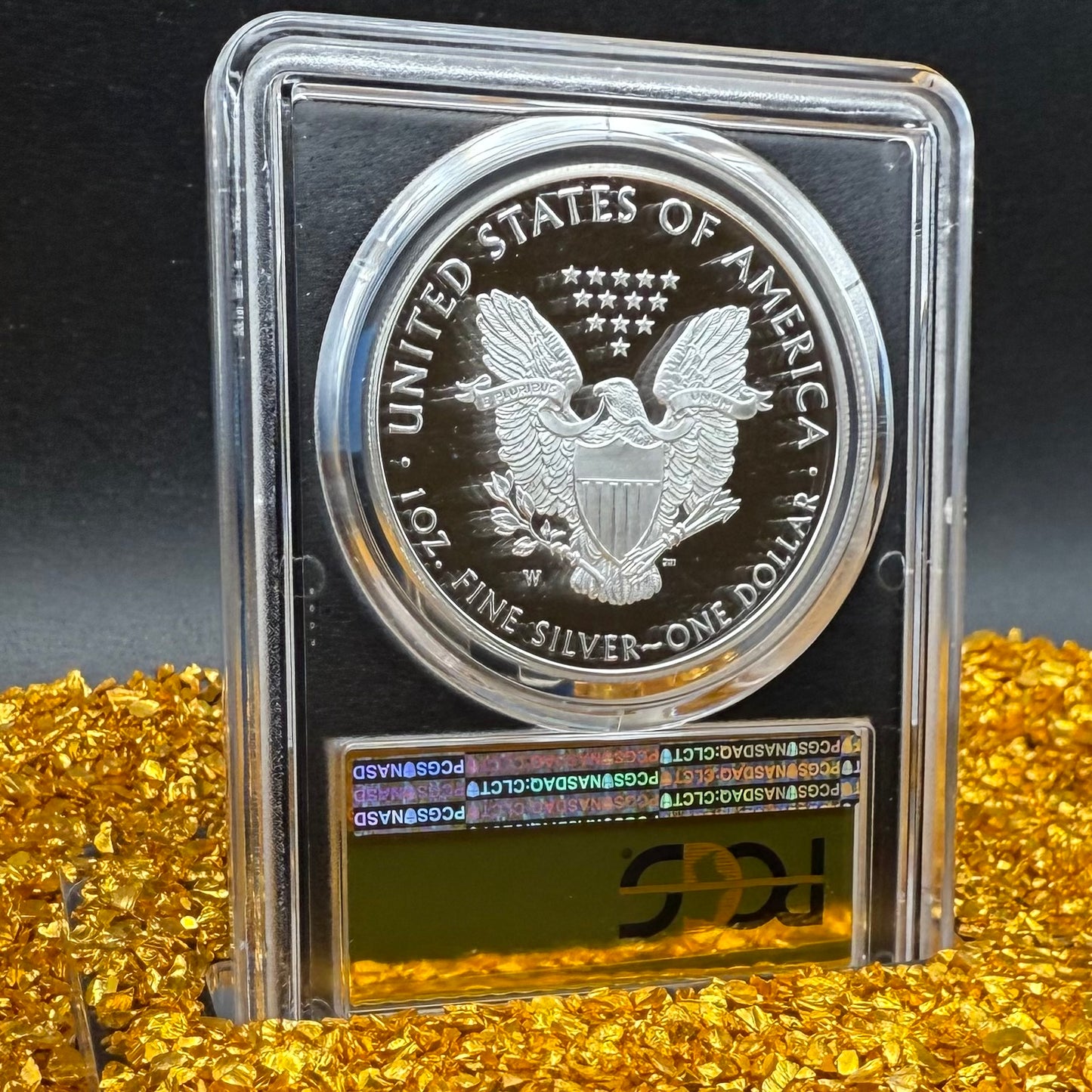 Proof 2019 (W) $1 American Silver Eagle PCGS PR70DCAM FDOI Congratulations Set Gold Foil Label (1 of 1,082)