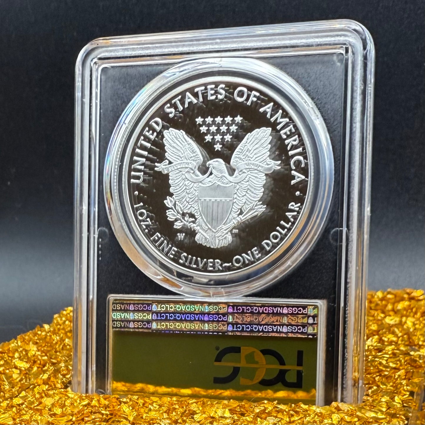 Proof 2019 (W) $1 American Silver Eagle PCGS PR70DCAM FDOI Congratulations Set Gold Foil Label (1 of 1,082)