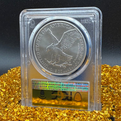 2024 $1 (W) American Silver Eagle PCGS MS70 First Day of Issue Gold Foil Label Mint Condition (Rare 1 of 2,024)