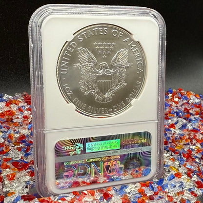2017 $1 American Silver Eagle NGC MS70 Early Releases Liberty Coin Act Ronald Reagan Signature American Flag Mint Condition