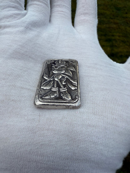 'Sonic King Bar' 1.5 oz .999 Fine Silver Bar, Hand Crafted by St Bee's in England, Shiny Finish, Includes Wood Treasure Chest, COA, Mint Condition, Limited Edition