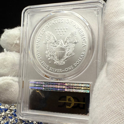 Burnished 2018 (W) $1 American Silver Eagle PCGS SP70 Philadelphia First Day of Issue Silver Foil Label (1 of 236)