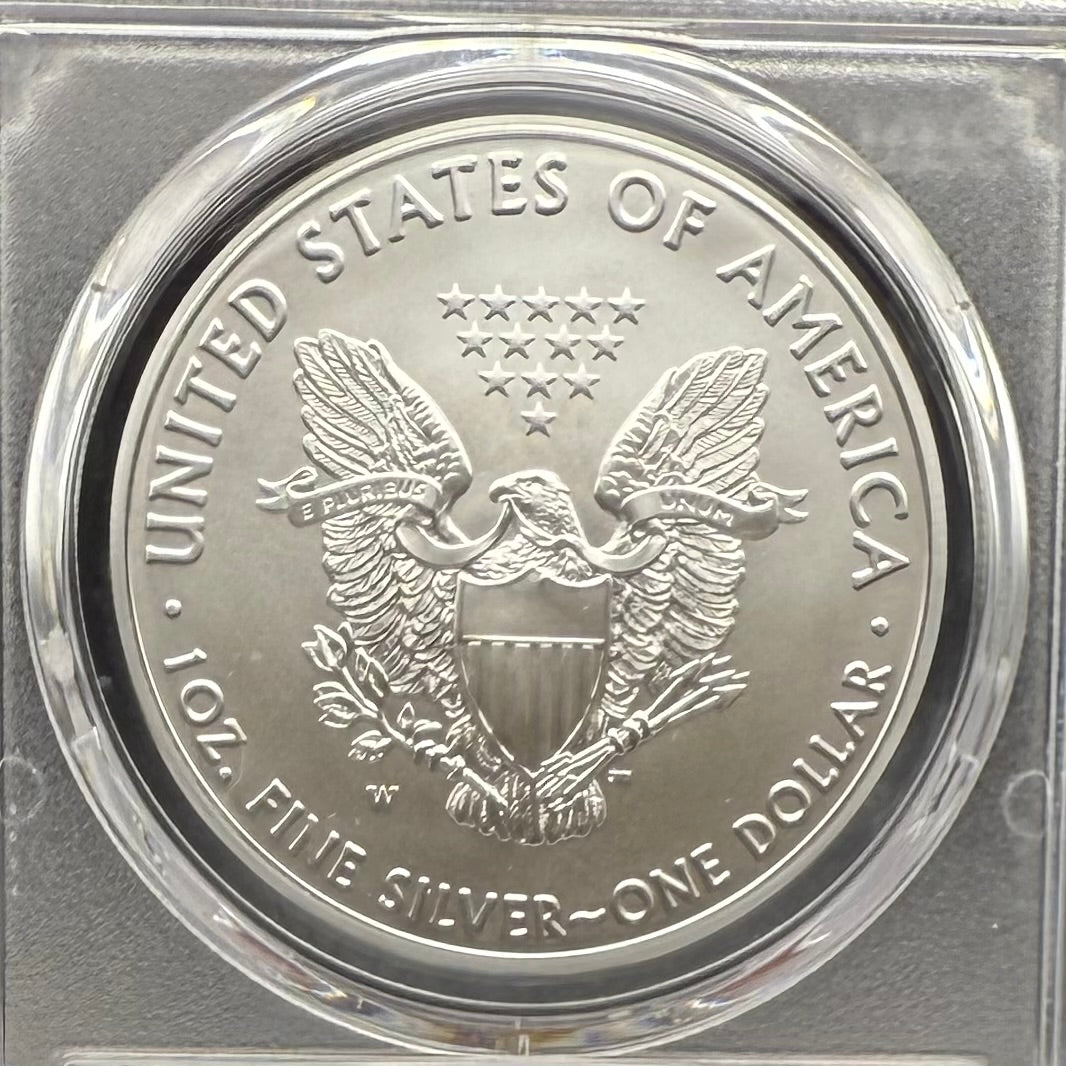 Burnished 2018 (W) $1 American Silver Eagle PCGS SP70 Philadelphia First Day of Issue Silver Foil Label (1 of 236)