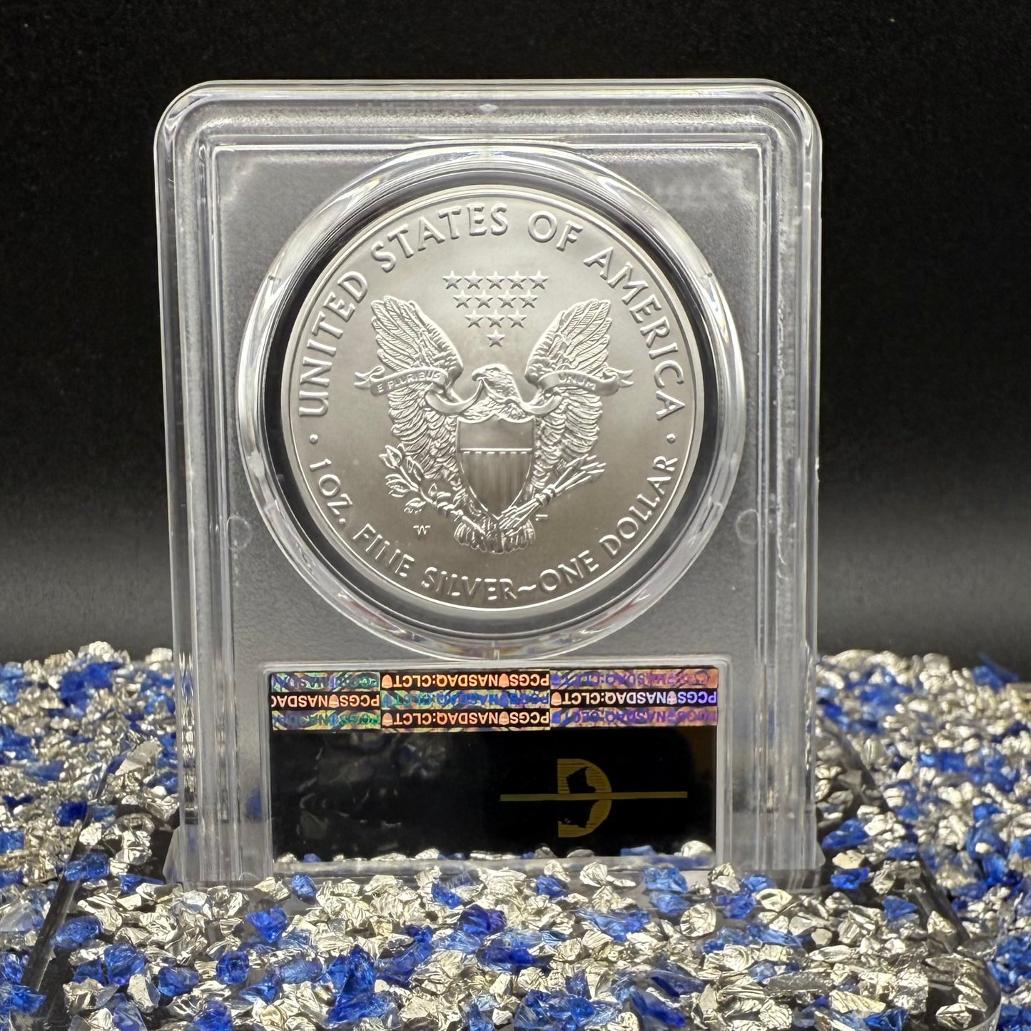 Burnished 2018 (W) $1 American Silver Eagle PCGS SP70 Philadelphia First Day of Issue Silver Foil Label (1 of 236)