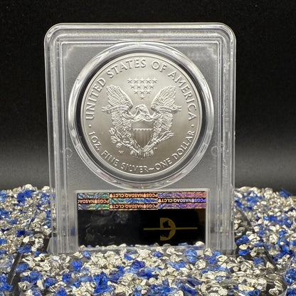 Burnished 2018 (W) $1 American Silver Eagle PCGS SP70 Philadelphia First Day of Issue Silver Foil Label (1 of 236)