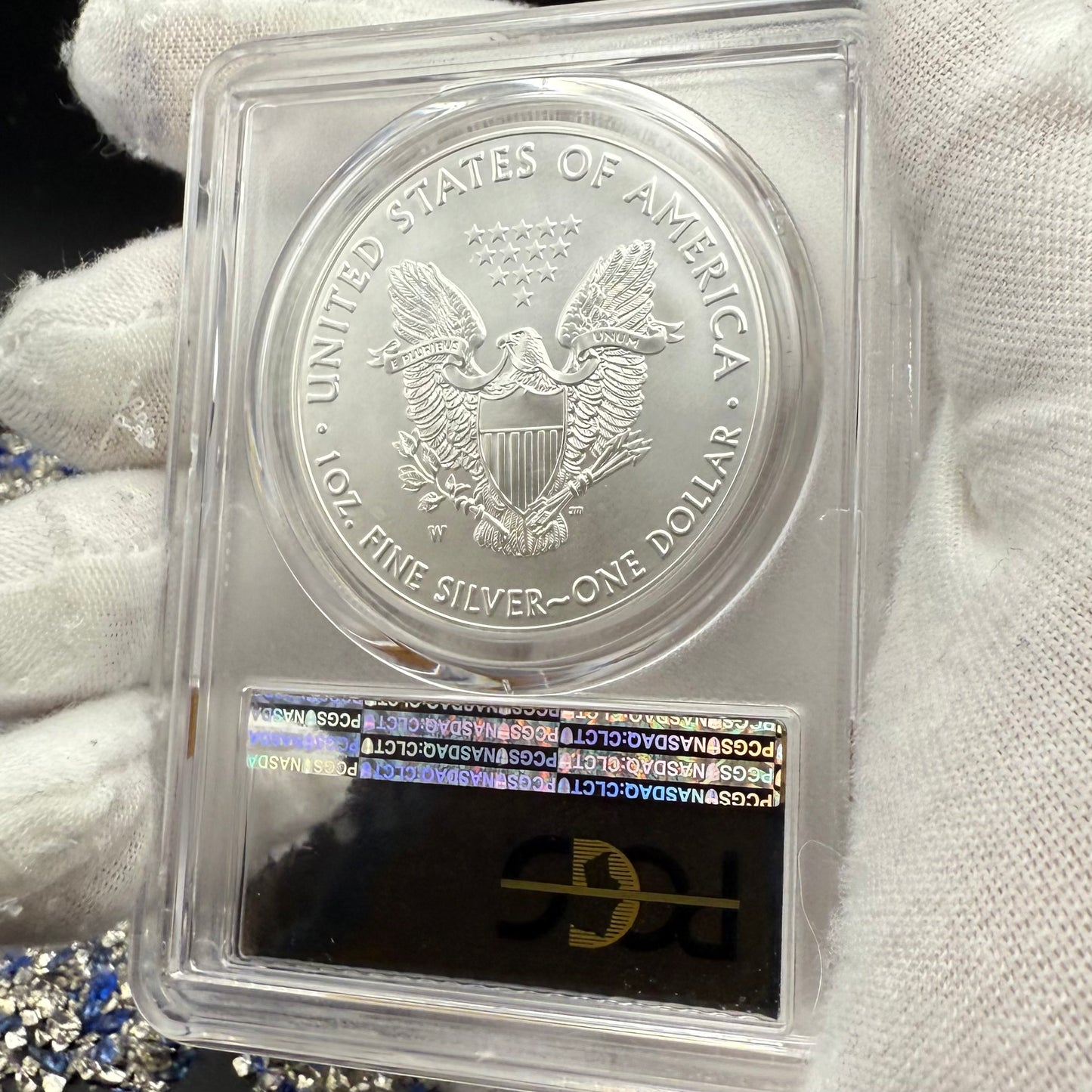 Burnished 2018 (W) $1 American Silver Eagle PCGS SP70 Washington D.C. First Day of Issue Silver Foil Label (1 of 237)