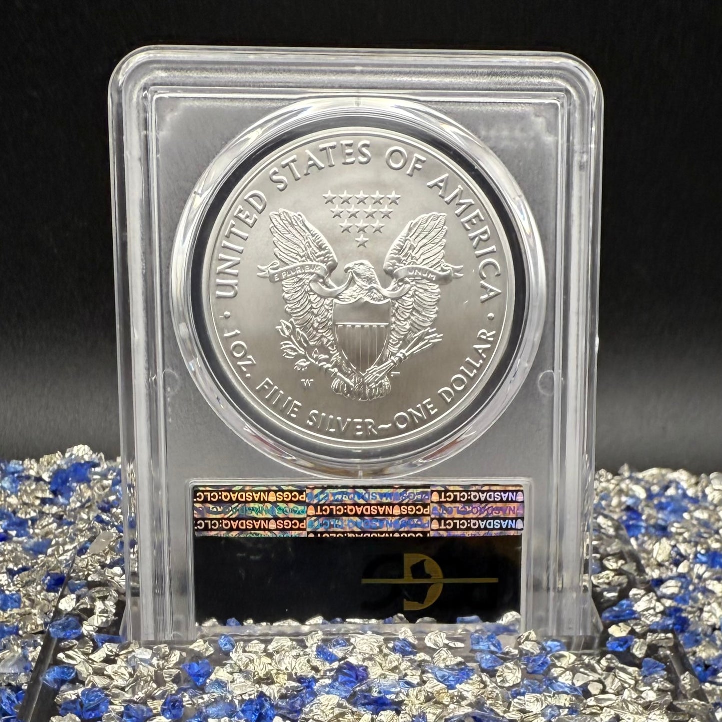 Burnished 2018 (W) $1 American Silver Eagle PCGS SP70 Denver First Day of Issue Silver Foil Label (1 of 236)