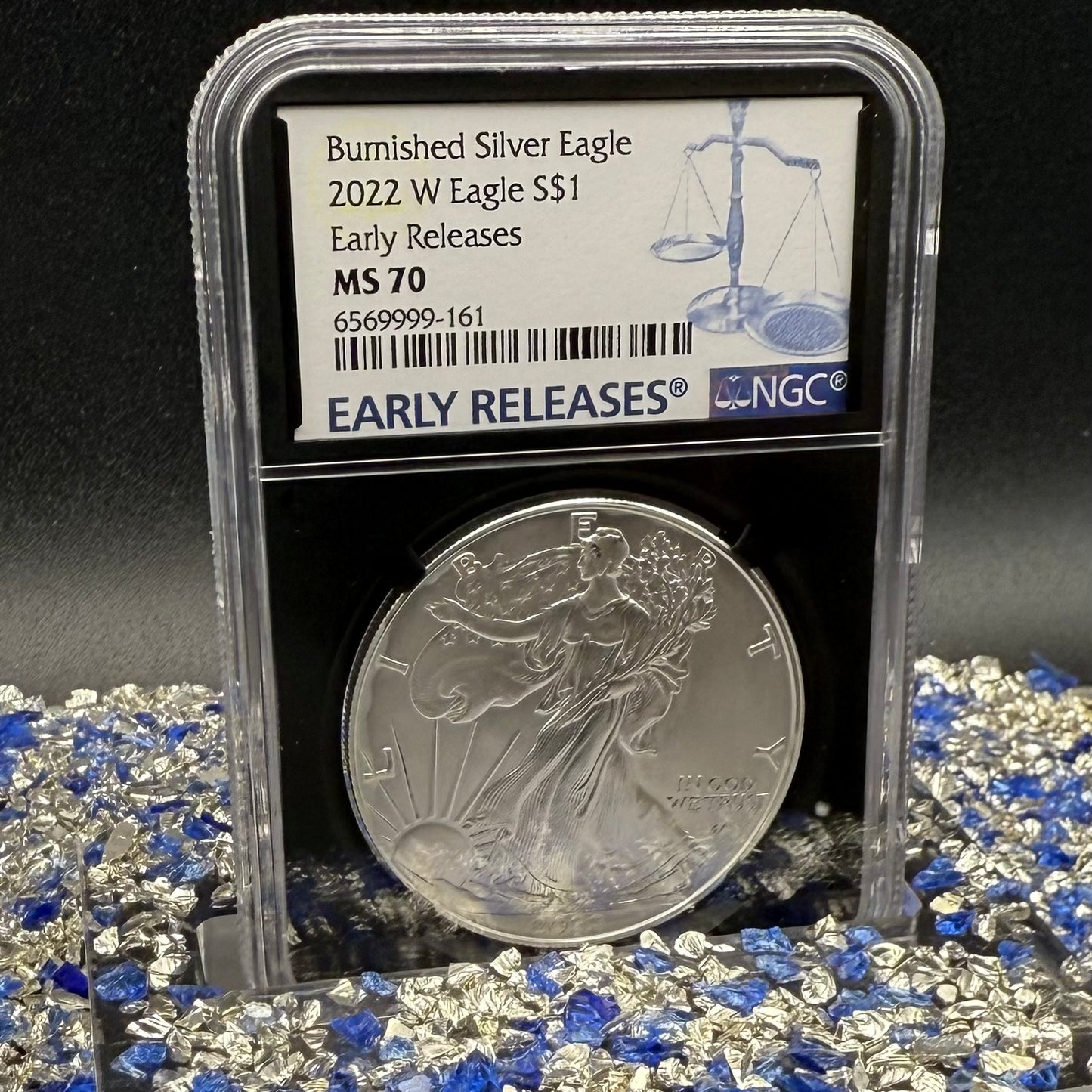 Burnished 2023 (W) $1 American Silver Eagle NGC MS70 Black Core - 1 of 2981